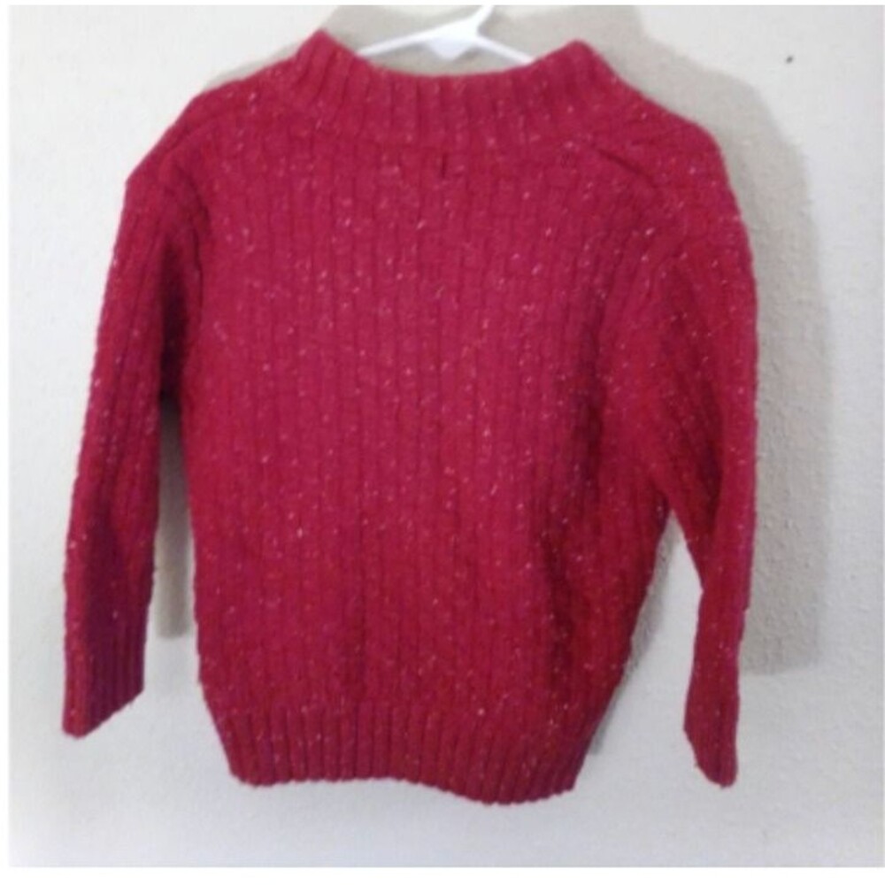 Cat & Jack 4T 5T Toddler Red Christmas Holiday Sweater Toggle Buttons Cable Knit - Picture 6 of 6